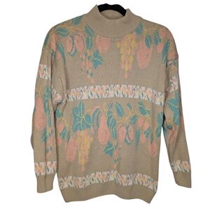 Vintage 90s Pastel Fruit Knit Sweater | 100% Cotton | Made in Jamaica | Small
